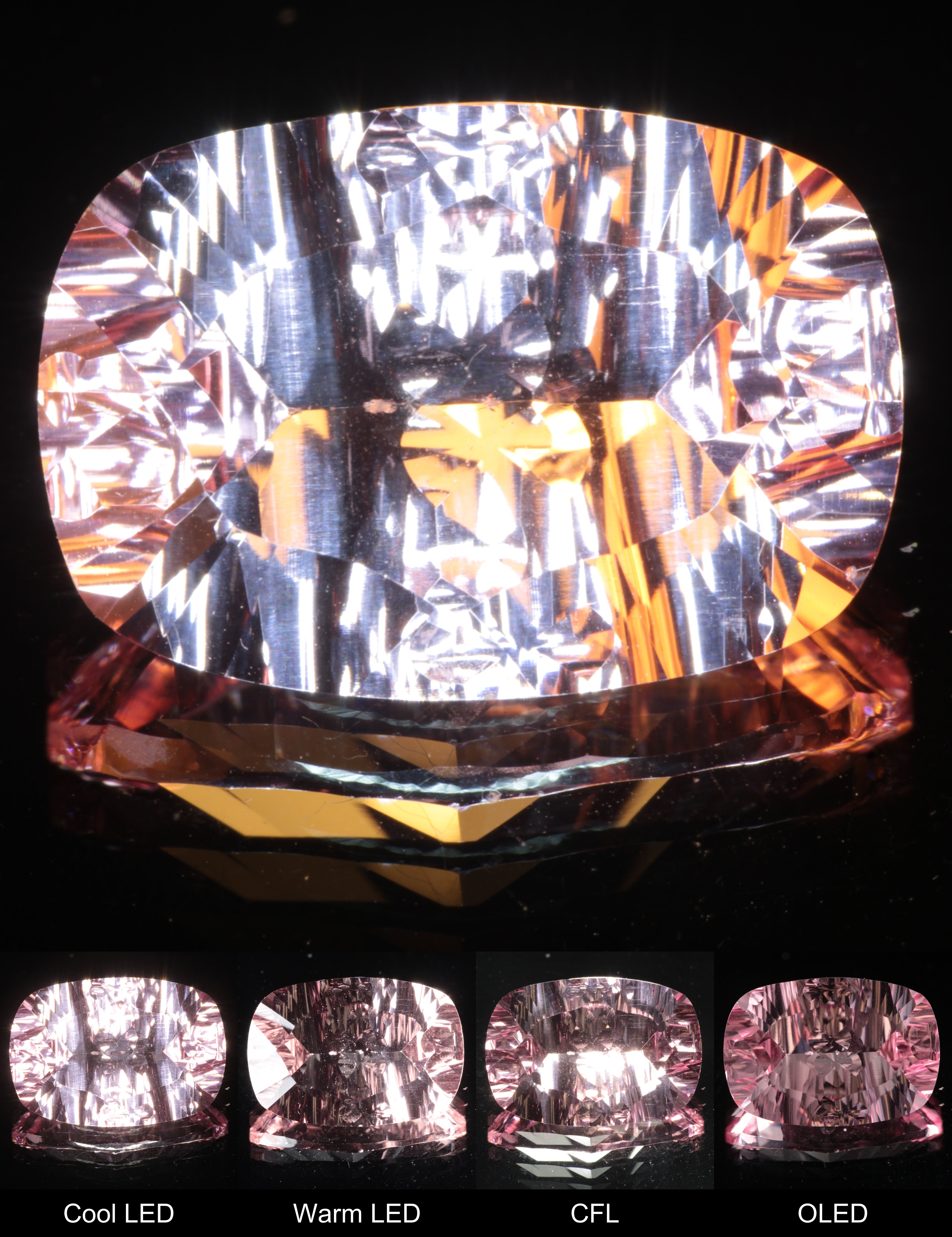 Fantasy Rippled Cushion Cut Strawberry Laser Sapphire