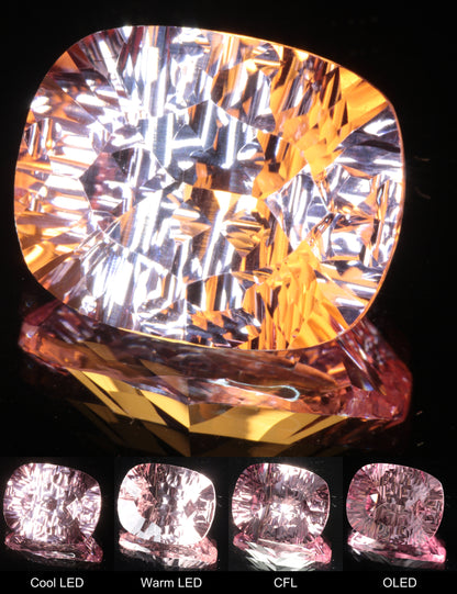 Fantasy Rippled Cushion Cut Strawberry Laser Sapphire