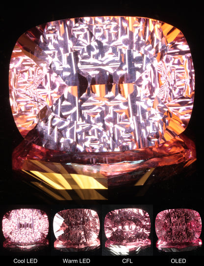 Fantasy Rippled Cushion Cut Strawberry Laser Sapphire