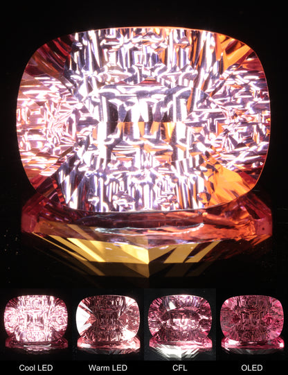 Fantasy Rippled Cushion Cut Strawberry Laser Sapphire