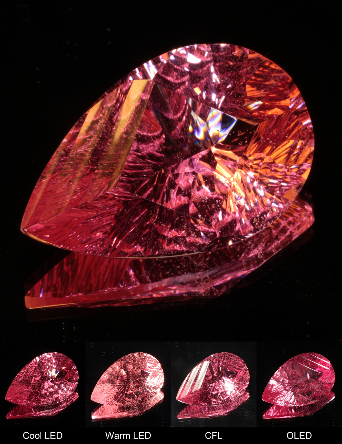 Fantasy Diamond Teardrop Cut Strawberry Laser Sapphire