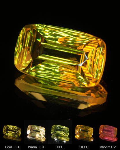 Large Fantasy Cut Rippled Long Cushion Ce:Nd YAG Gem
