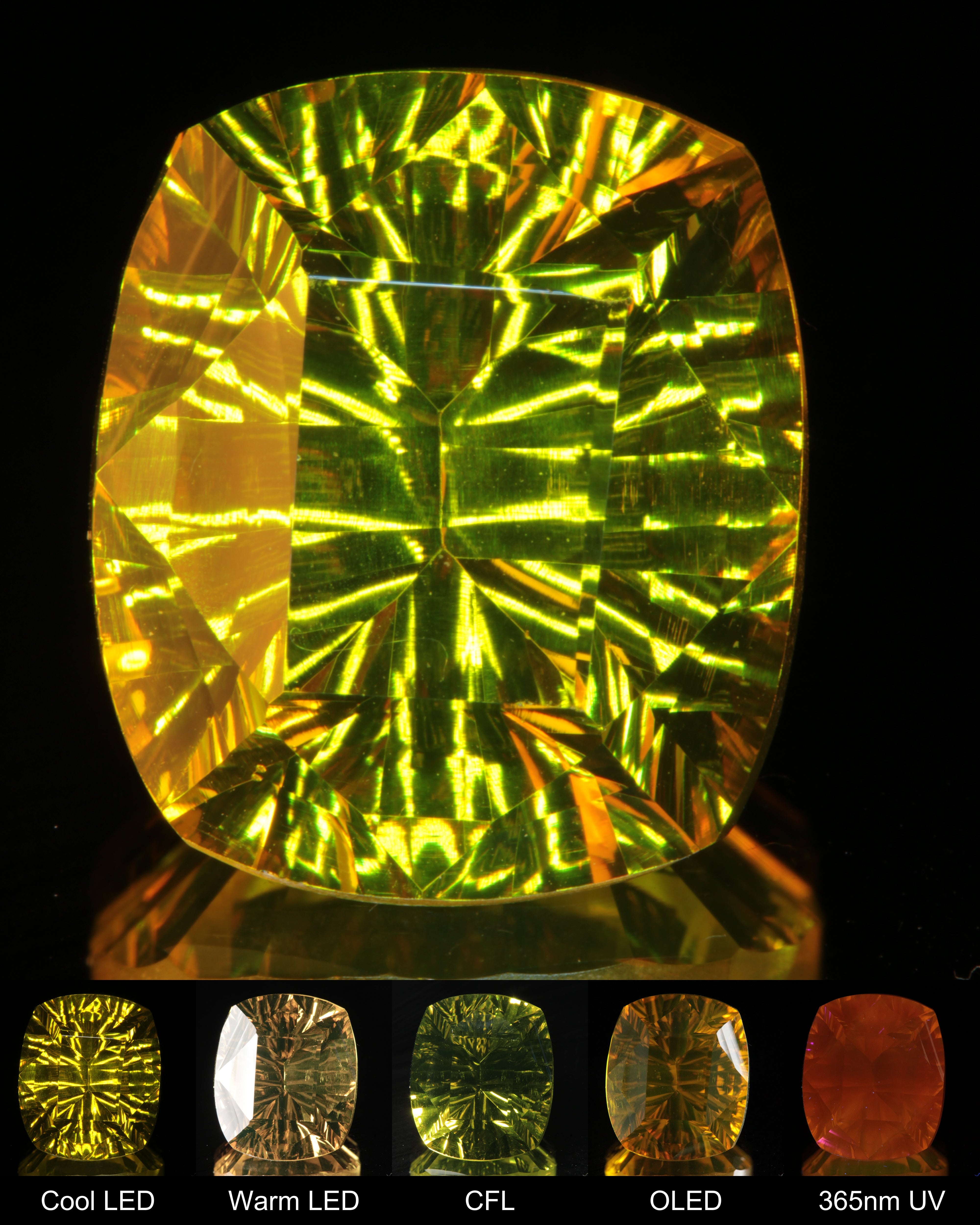 Large Fantasy Cut Bar-Faced Cushion Ce:Nd YAG Gem