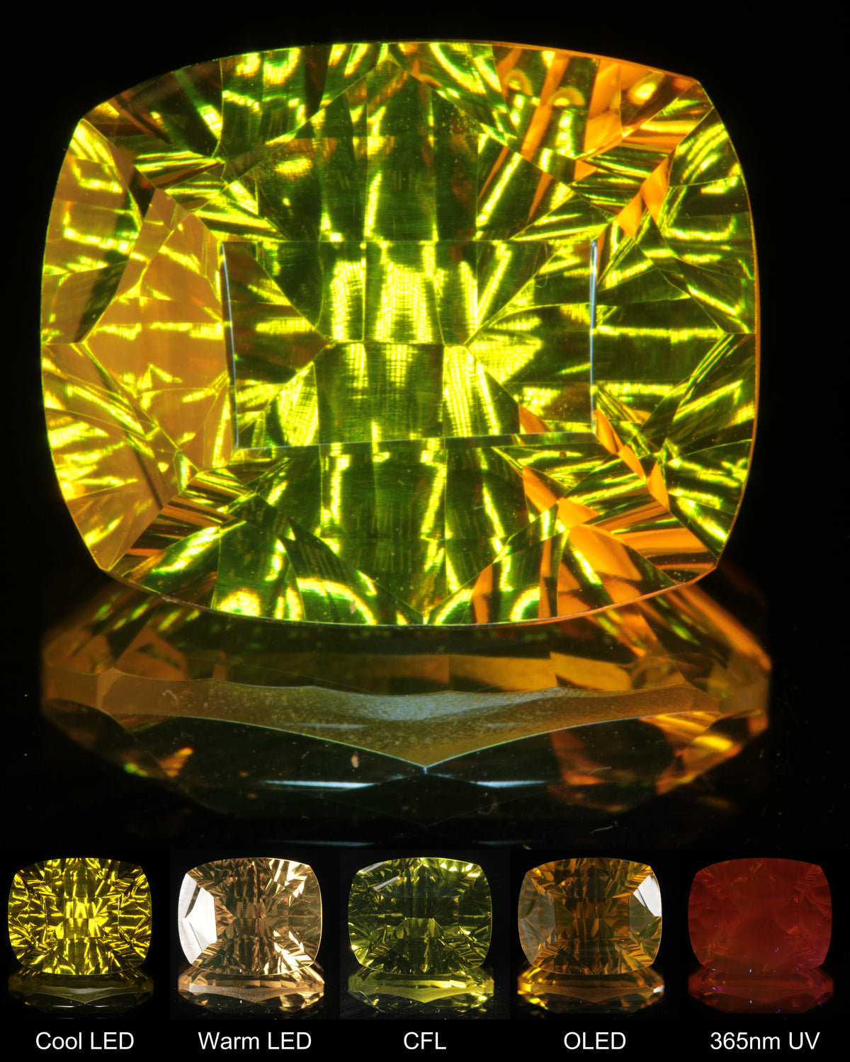 Large Fantasy Cut Bar-Faced Cushion Ce:Nd YAG Gem