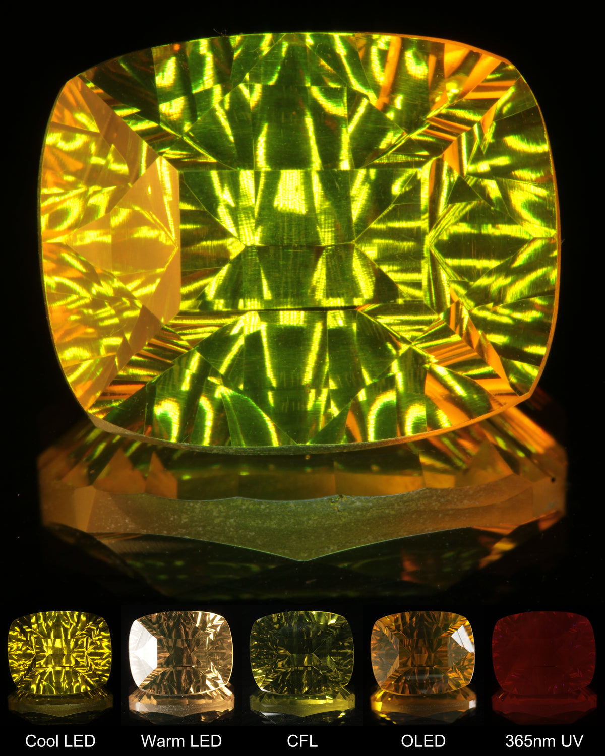 Large Fantasy Cut Bar-Faced Cushion Ce:Nd YAG Gem