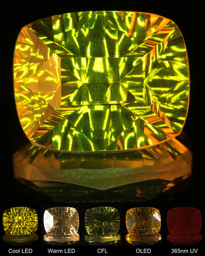 Large Fantasy Cut Bar-Faced Cushion Ce:Nd YAG Gem