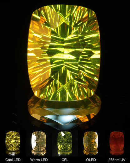 Large Fantasy Cut Rippled Inward Cushion Ce:Nd YAG Gem