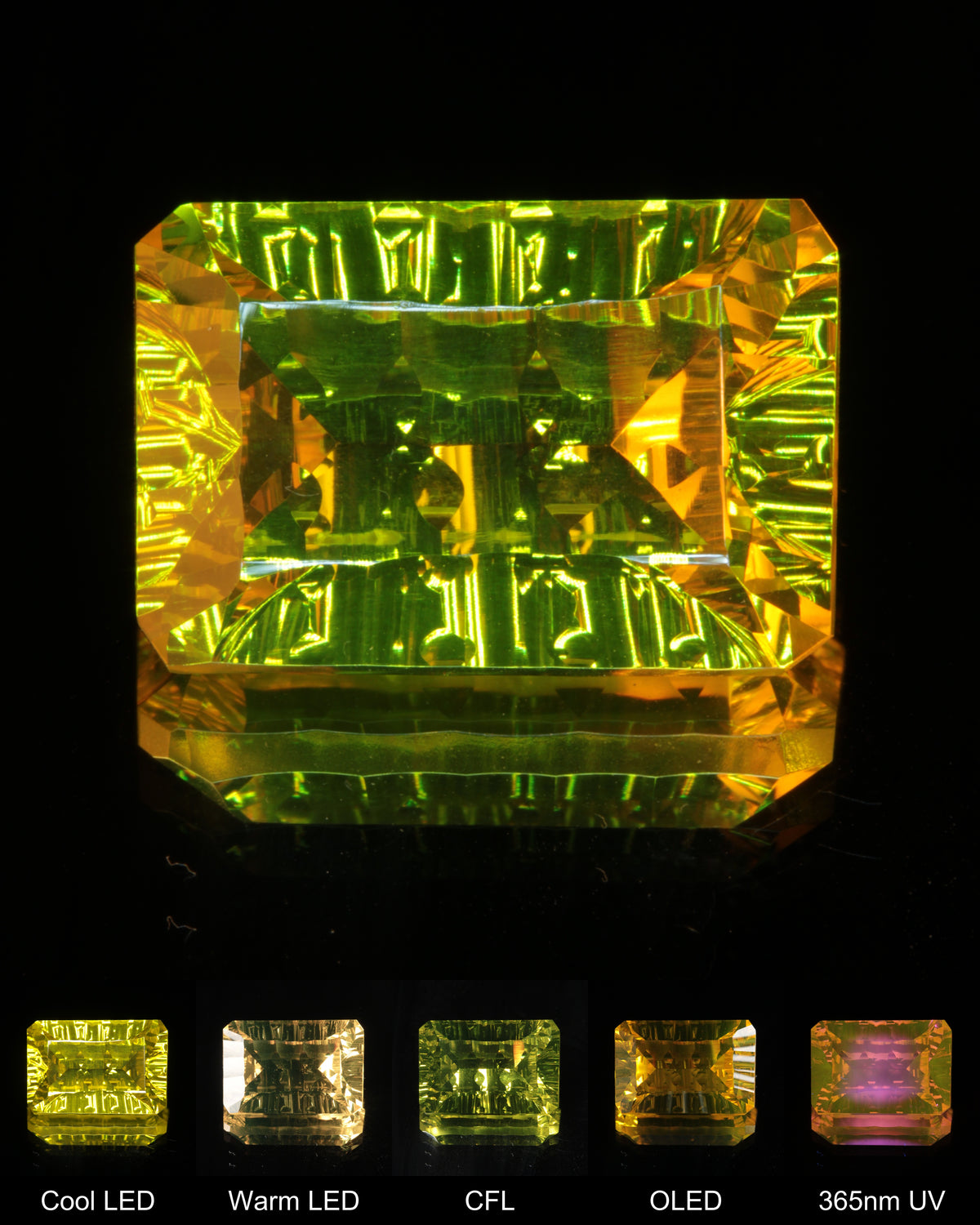 Large Fantasy Cut Rippled Rectangle Ce:Nd YAG Gem