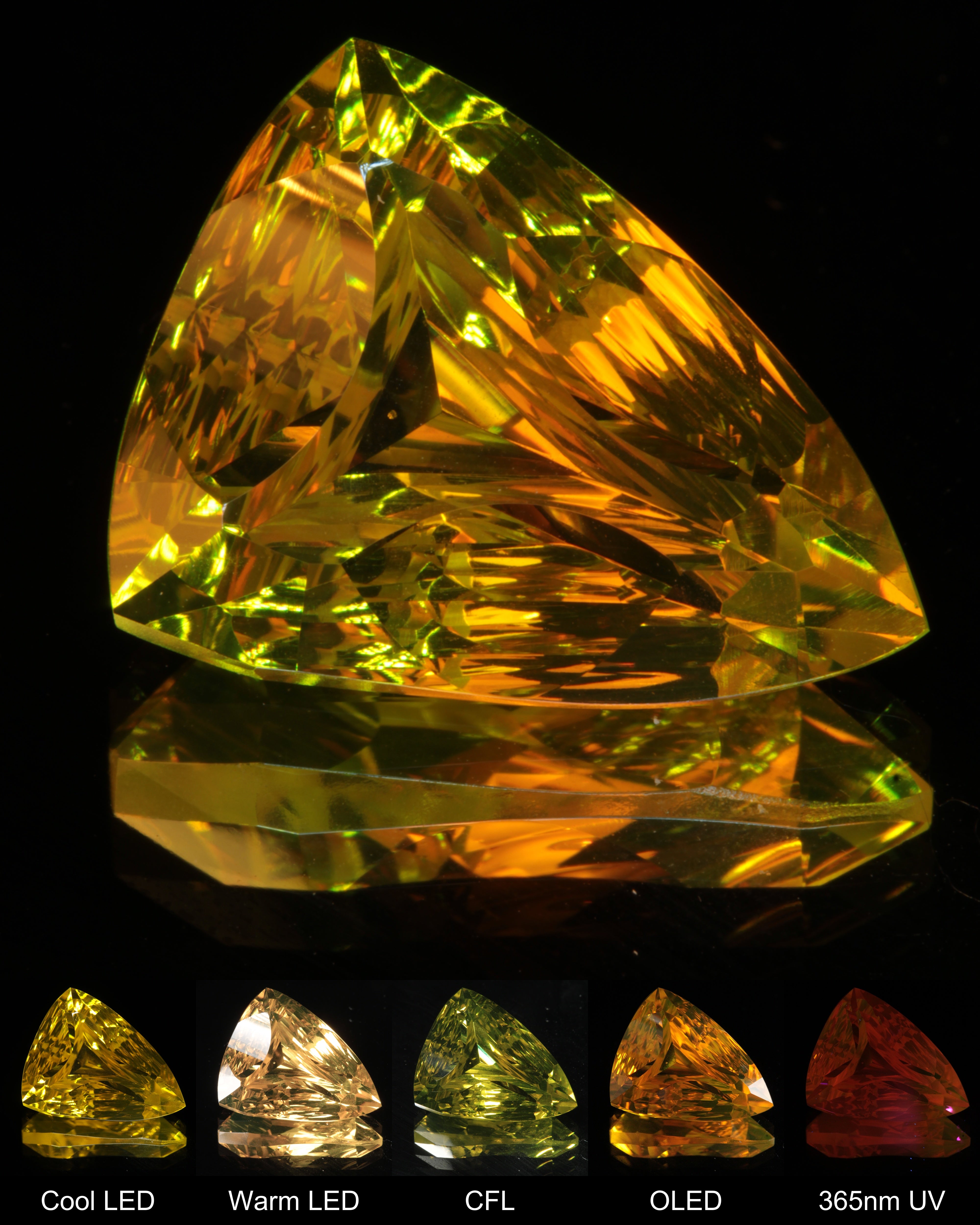 Large Fantasy Cut Long Trillion Ce:Nd YAG Gem