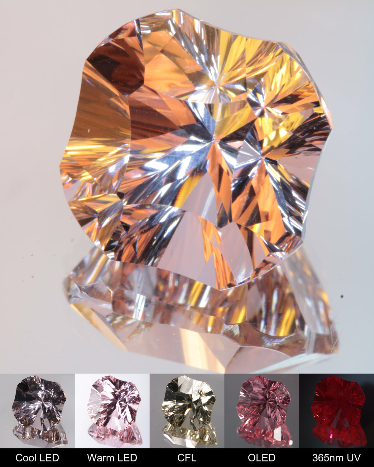 Scalloped Square Cut Fantasy Nd:Ce Laser YAG Gem