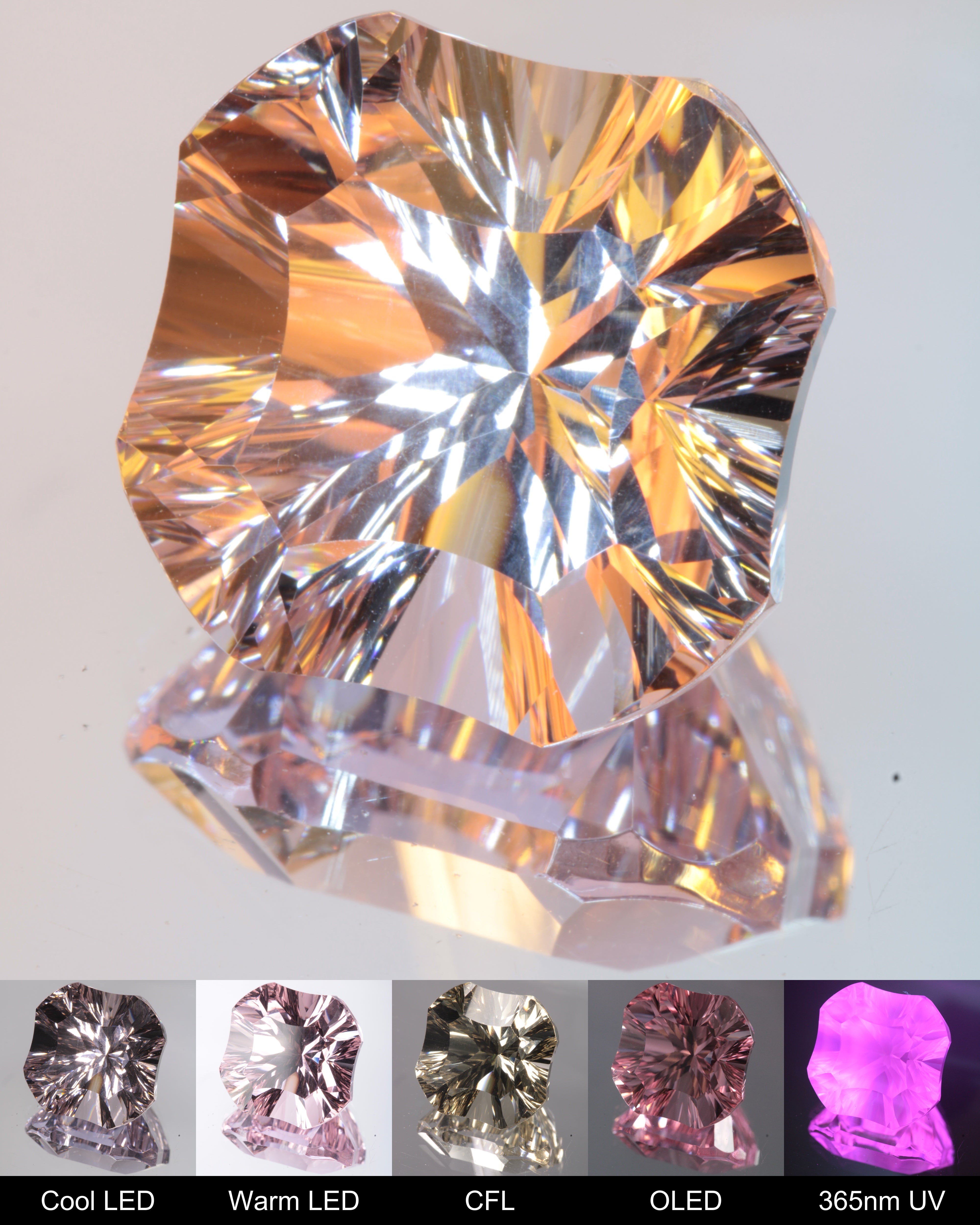 Scalloped Square Cut Fantasy Nd:Ce Laser YAG Gem