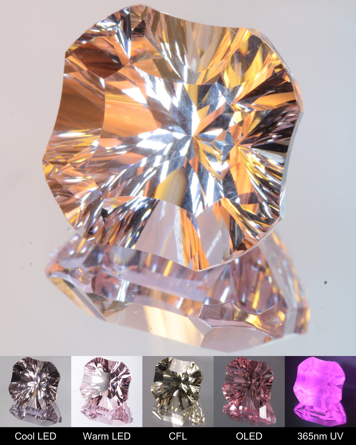 Scalloped Square Cut Fantasy Nd:Ce Laser YAG Gem
