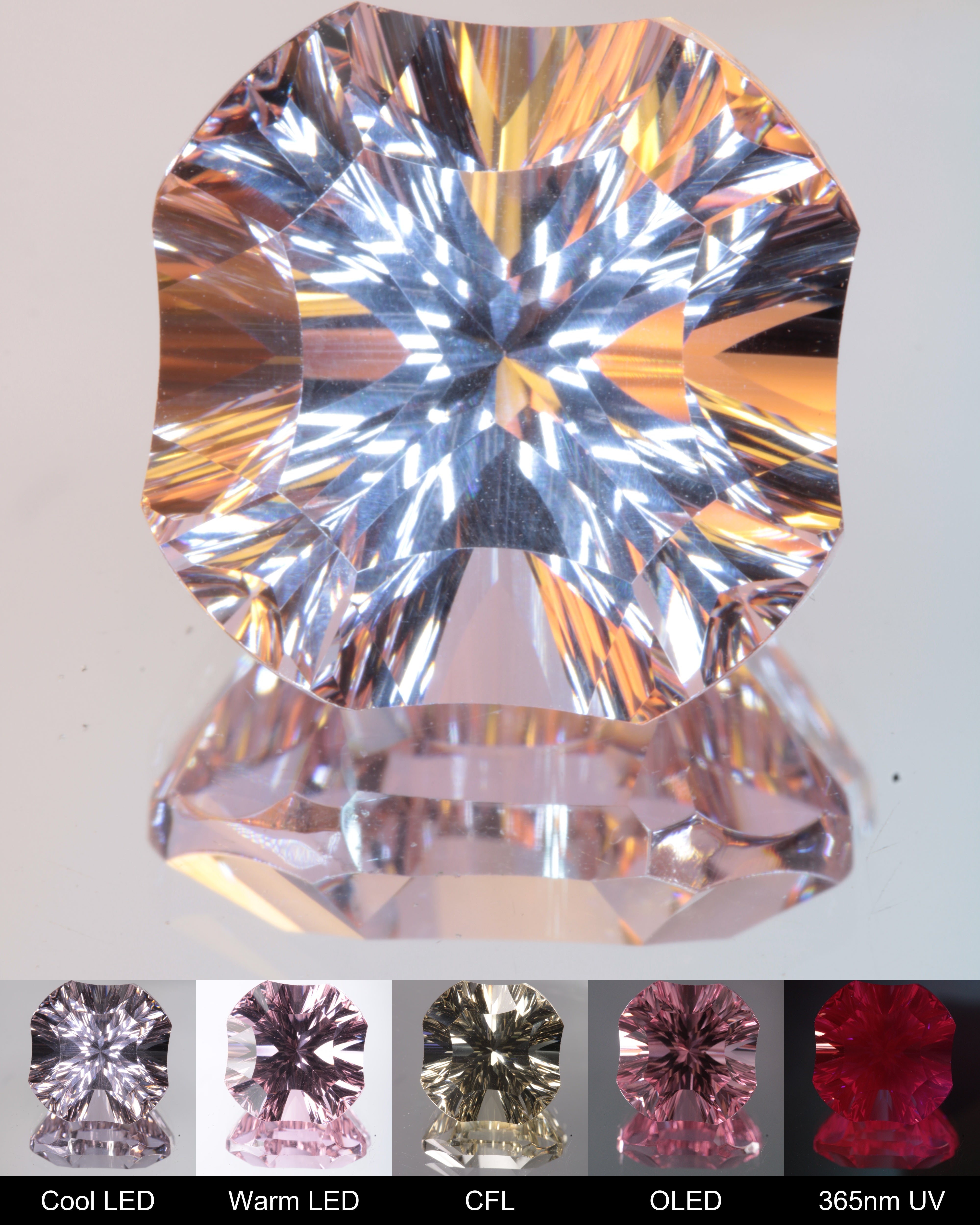 Scalloped Square Cut Fantasy Nd:Ce Laser YAG Gem