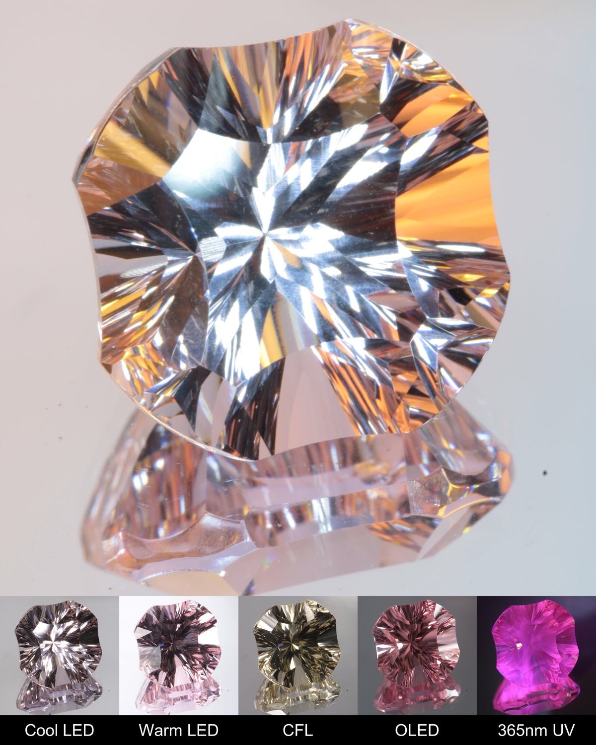 Scalloped Square Cut Fantasy Nd:Ce Laser YAG Gem