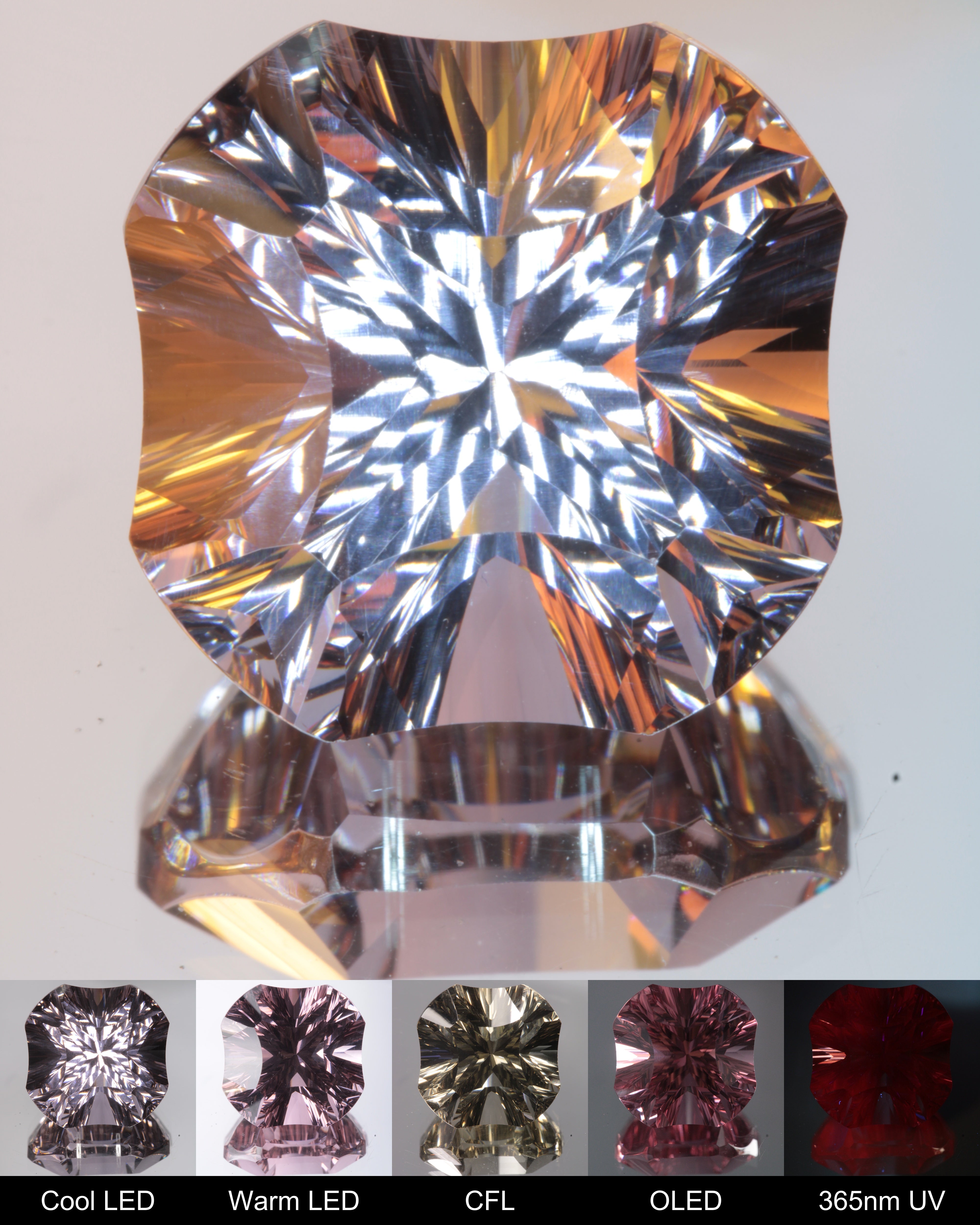 Scalloped Square Cut Fantasy Nd:Ce Laser YAG Gem