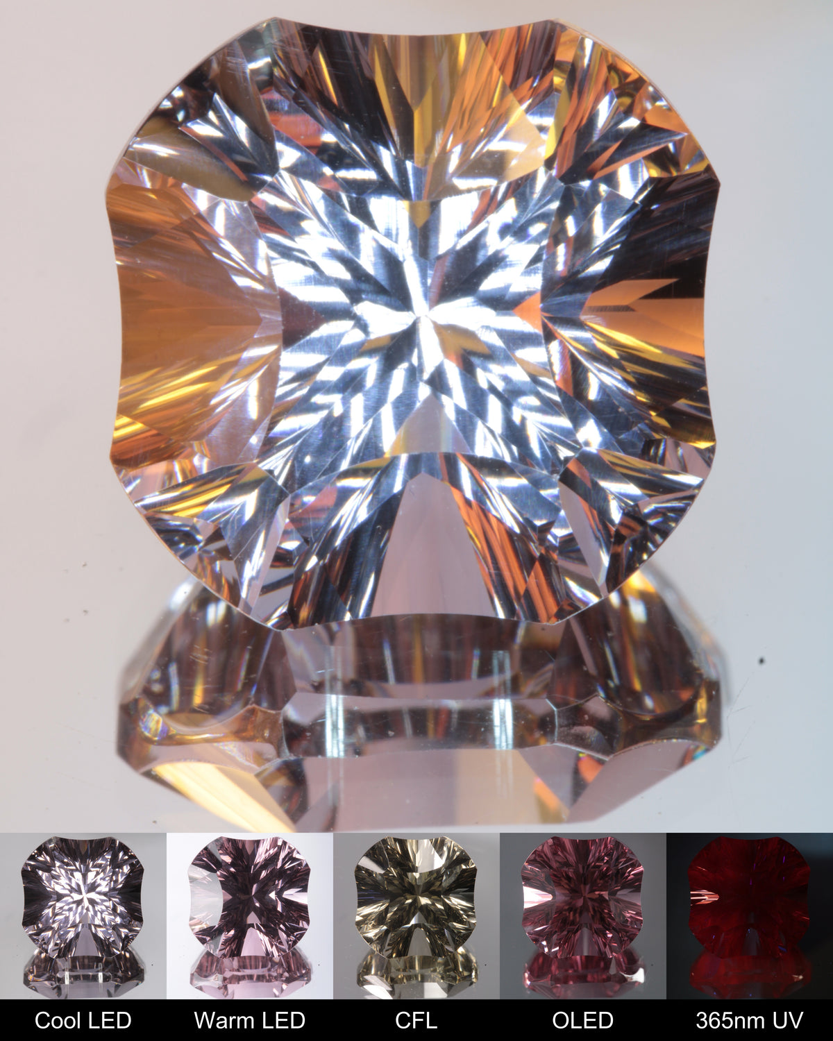 Scalloped Square Cut Fantasy Nd:Ce Laser YAG Gem
