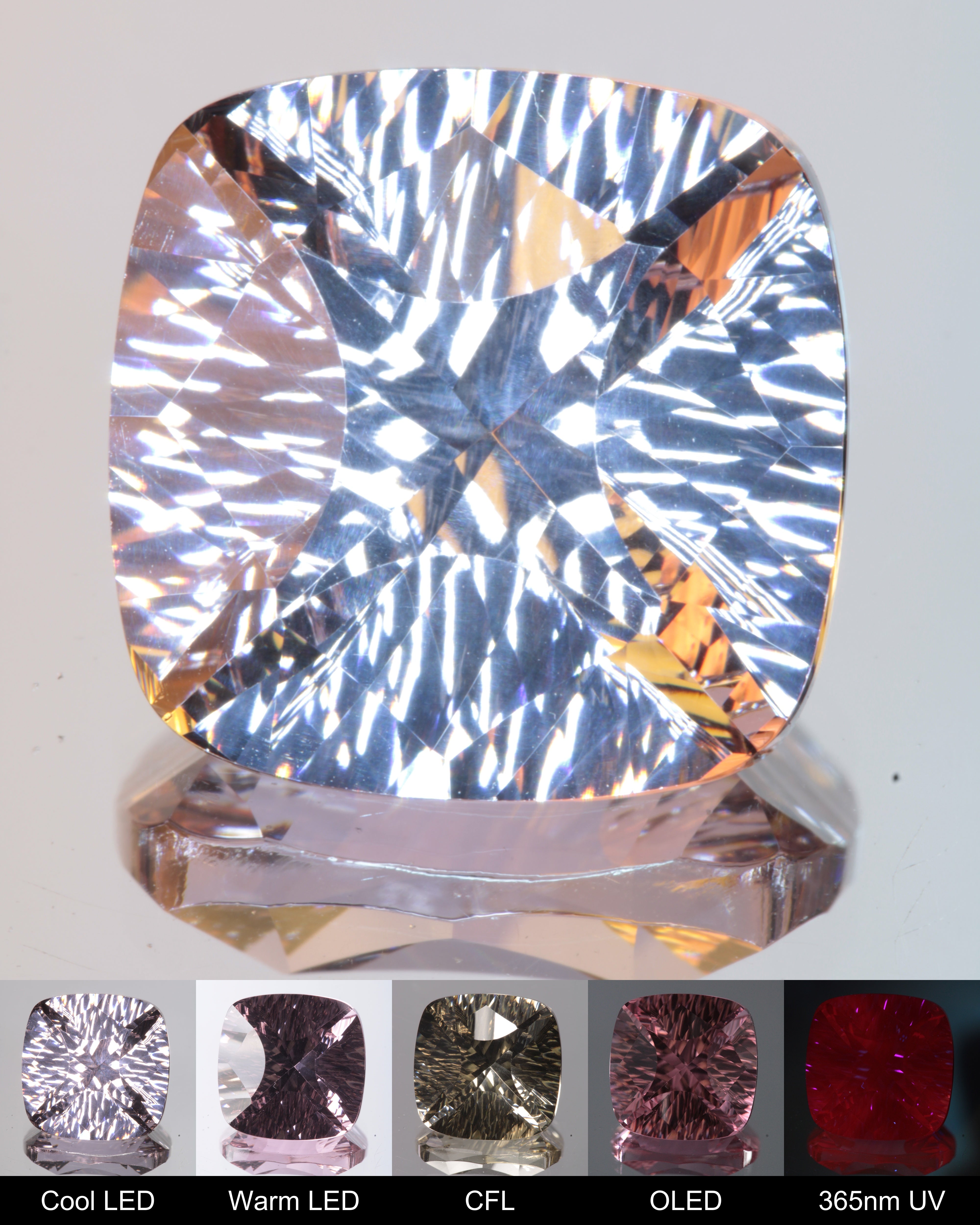 Complex Pinstripe Cushion Cut Fantasy Nd:Ce Laser YAG Gem