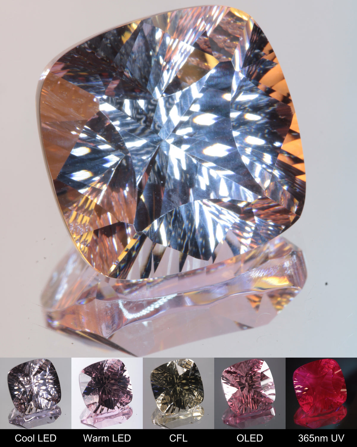 Complex Pinstripe Cushion Cut Fantasy Nd:Ce Laser YAG Gem