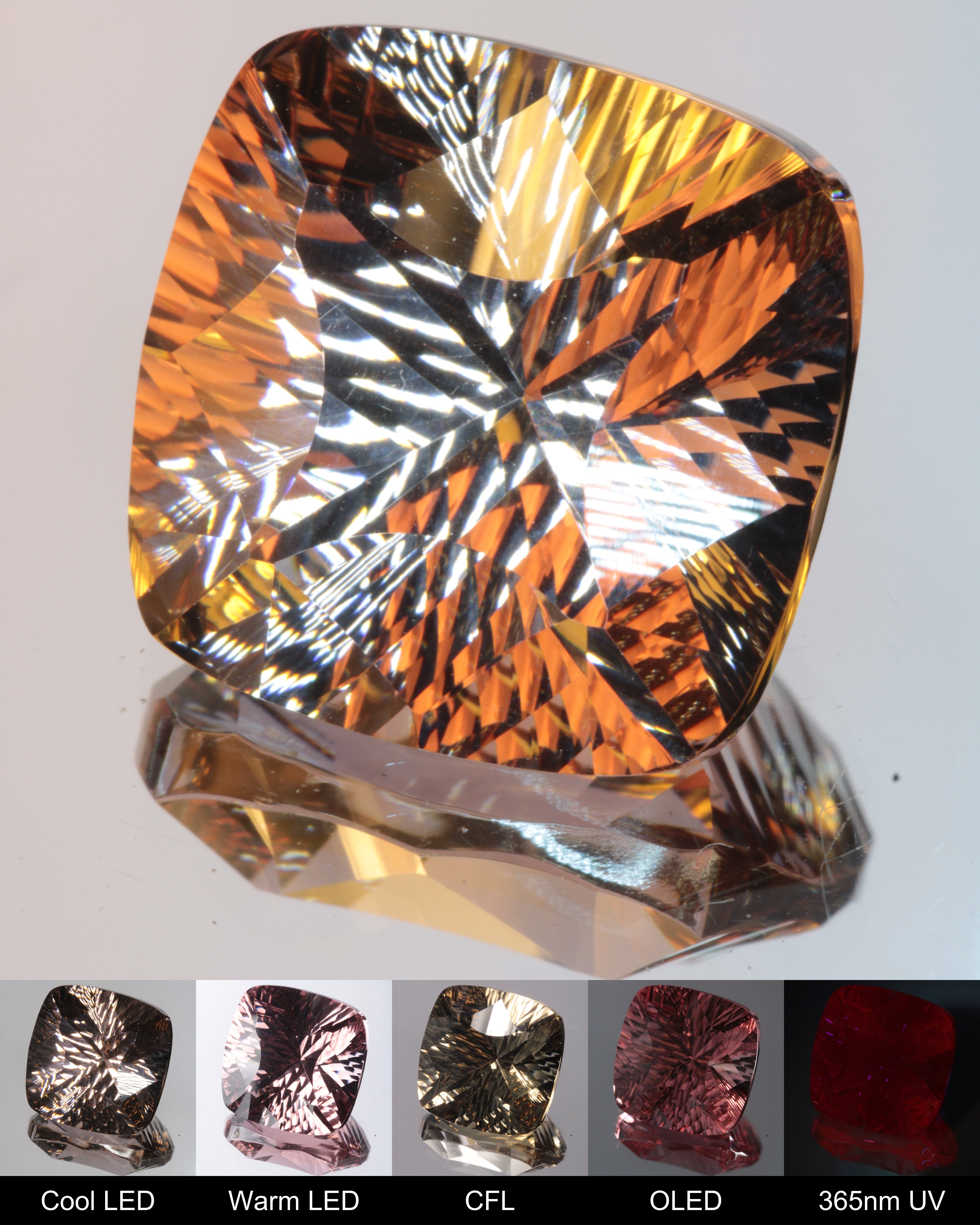 Complex Pinstripe Cushion Cut Fantasy Nd:Ce Laser YAG Gem