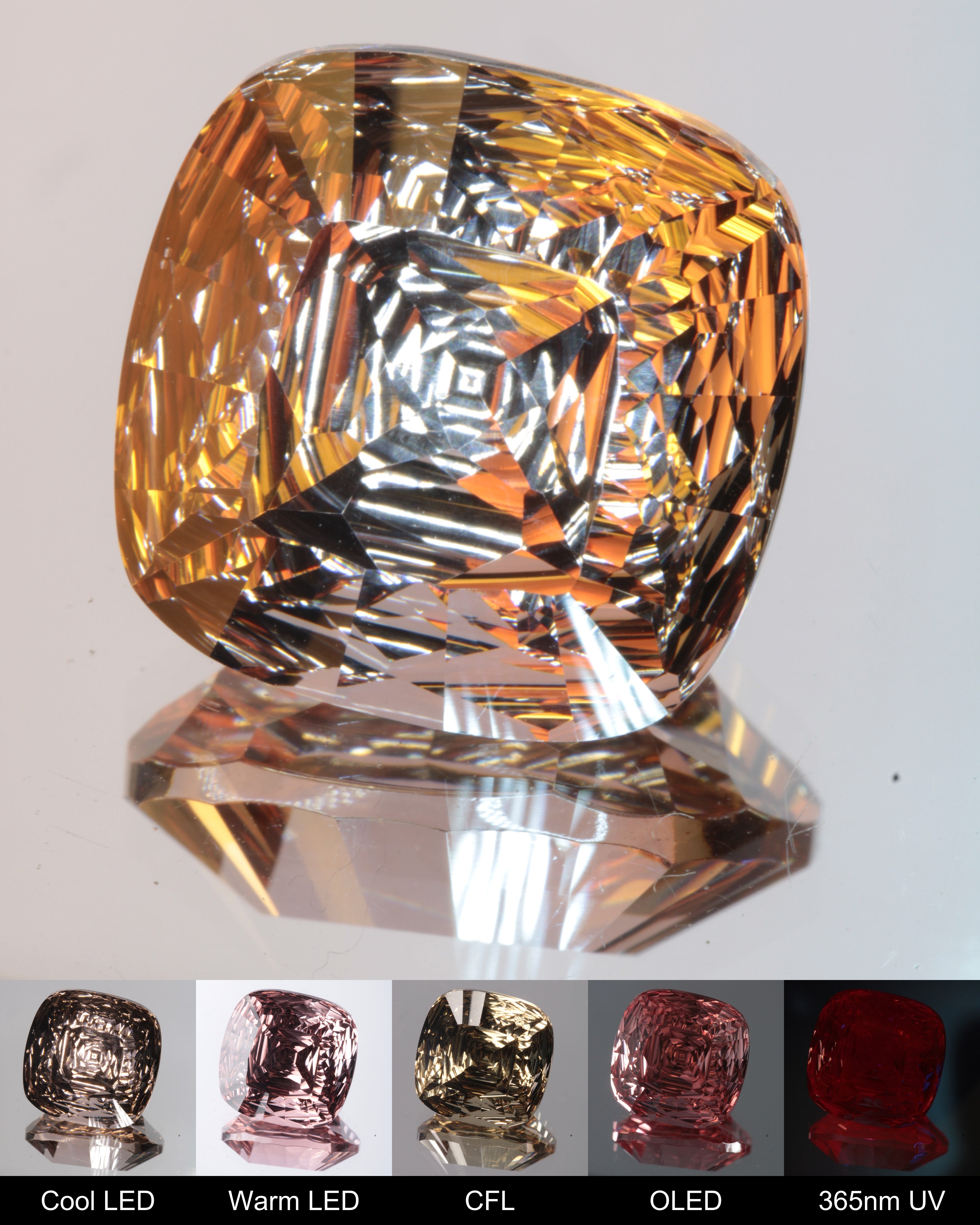 Radial Cushion Cut Fantasy Nd:Ce Laser YAG Gem