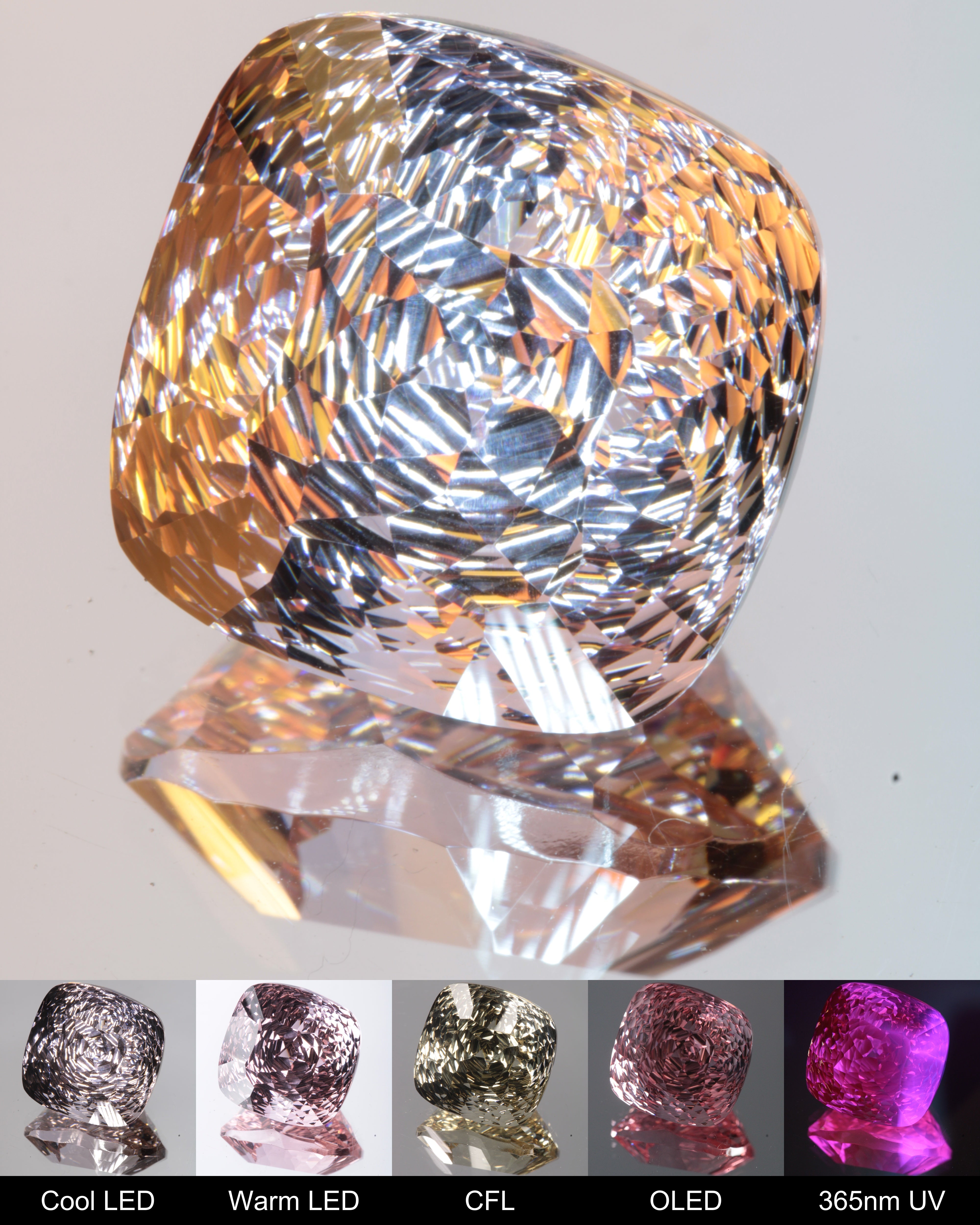 Radial Cushion Cut Fantasy Nd:Ce Laser YAG Gem