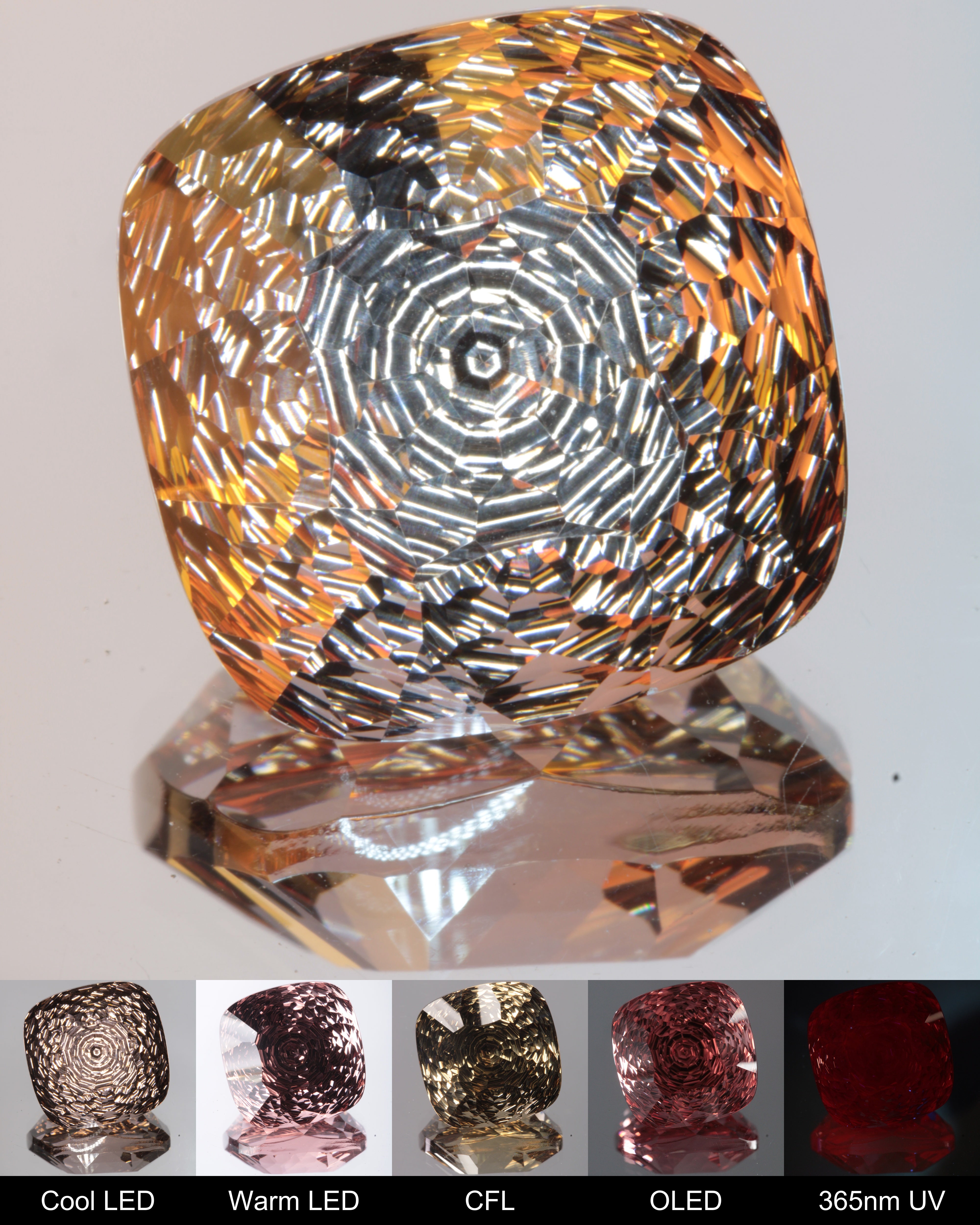 Radial Cushion Cut Fantasy Nd:Ce Laser YAG Gem