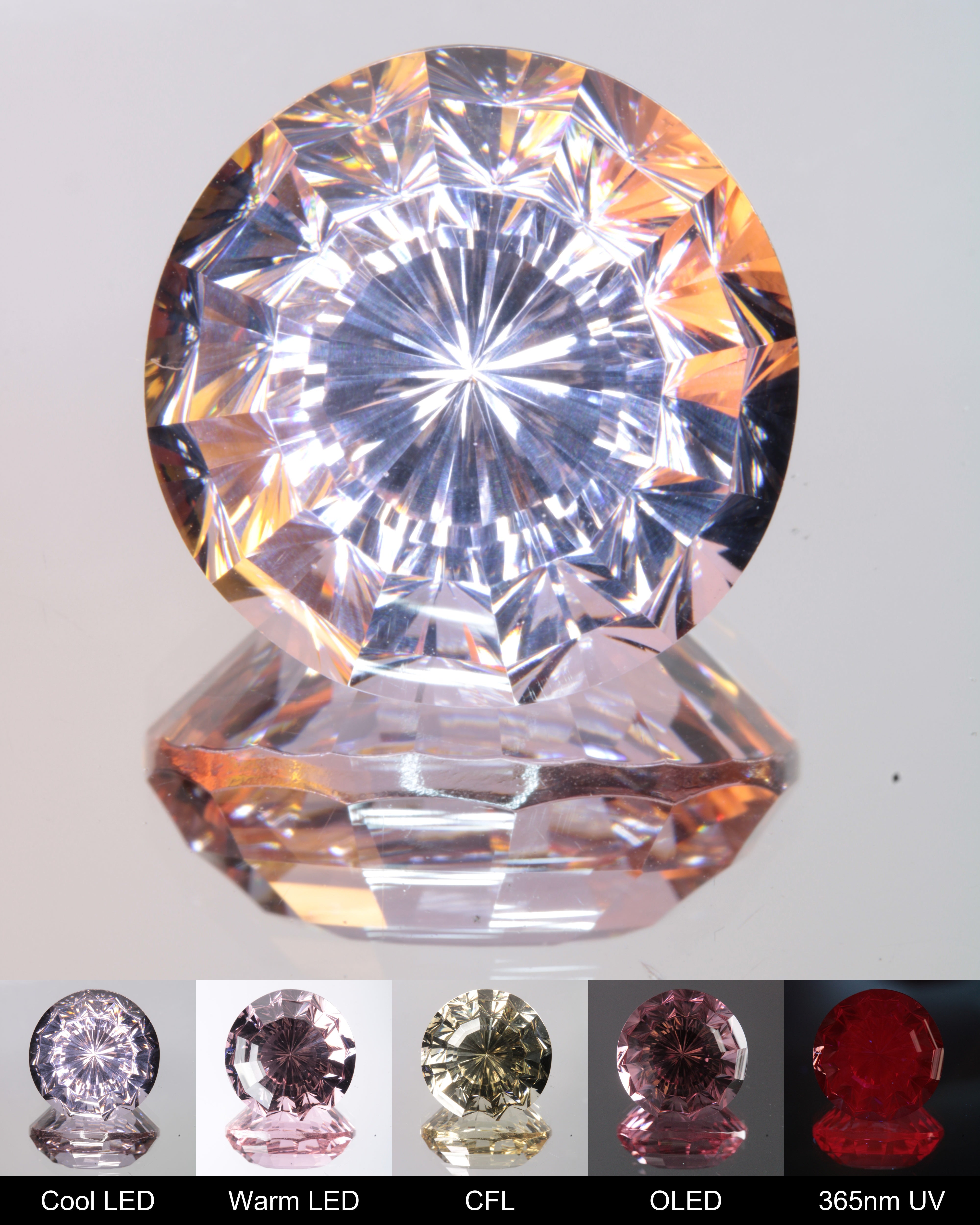 Fantasy-Cut Pink Round Nd:Ce:YAG Laser Gemstone