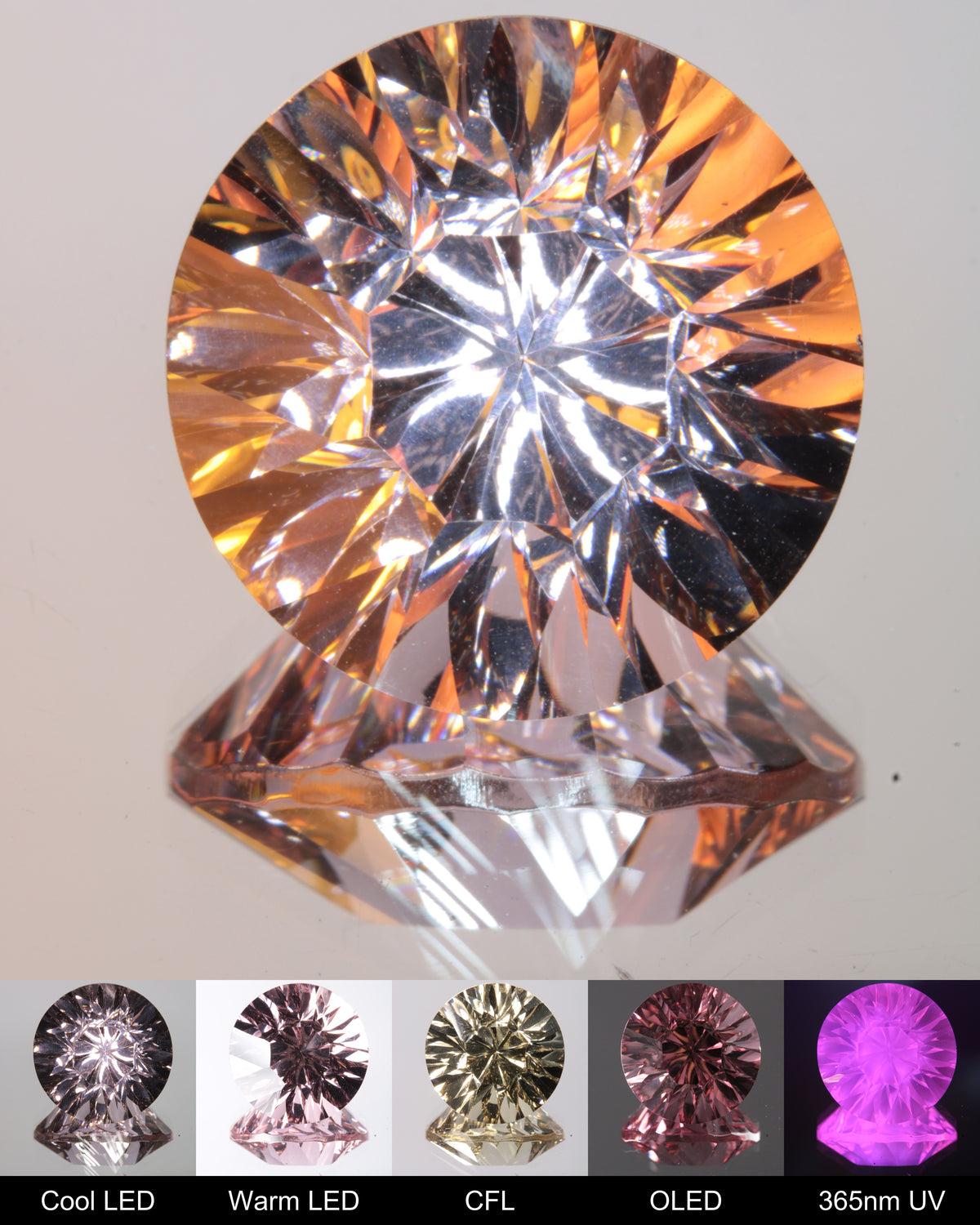 Fantasy-Cut Pink Round Nd:Ce:YAG Laser Gemstone