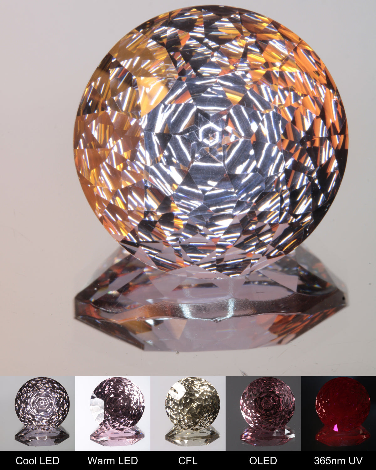 Fantasy-Cut Pink Round Nd:Ce:YAG Laser Gemstone