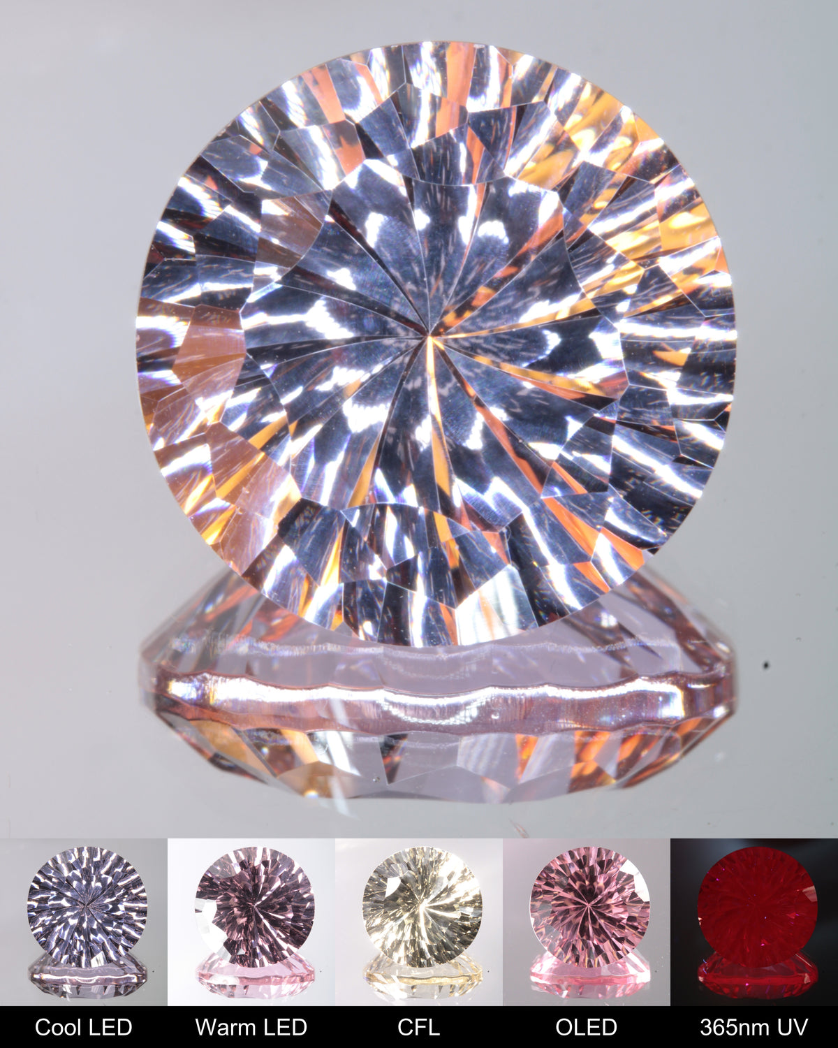 Fantasy-Cut Pink Round Nd:Ce:YAG Laser Gemstone