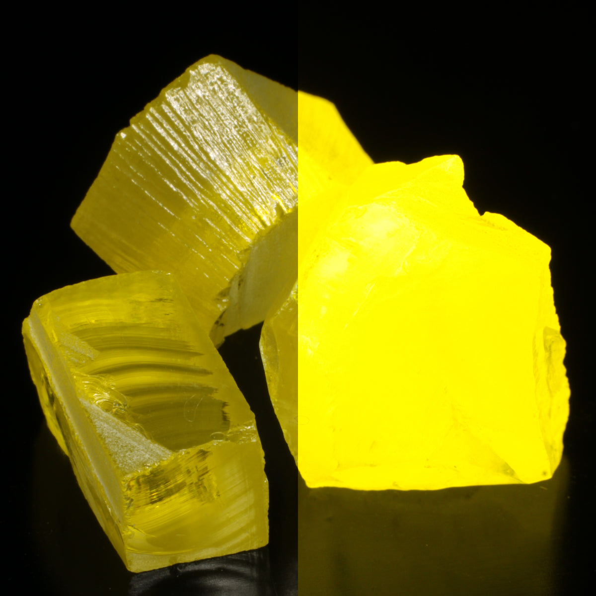 GAGG Lumogarnet Facet Rough Neon Yellow (Day Glow Fluorescence, Slight Phosphorescence)