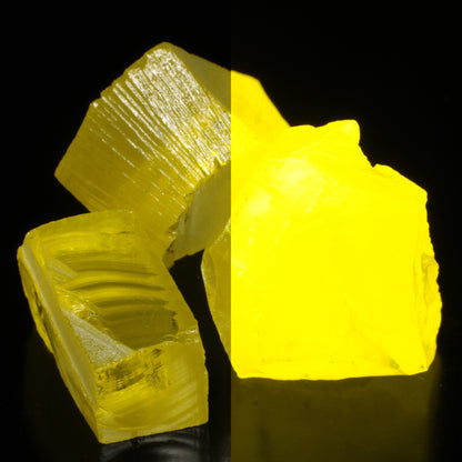 GAGG Lumogarnet Facet Rough Neon Yellow (Day Glow Fluorescence, Slight Phosphorescence)