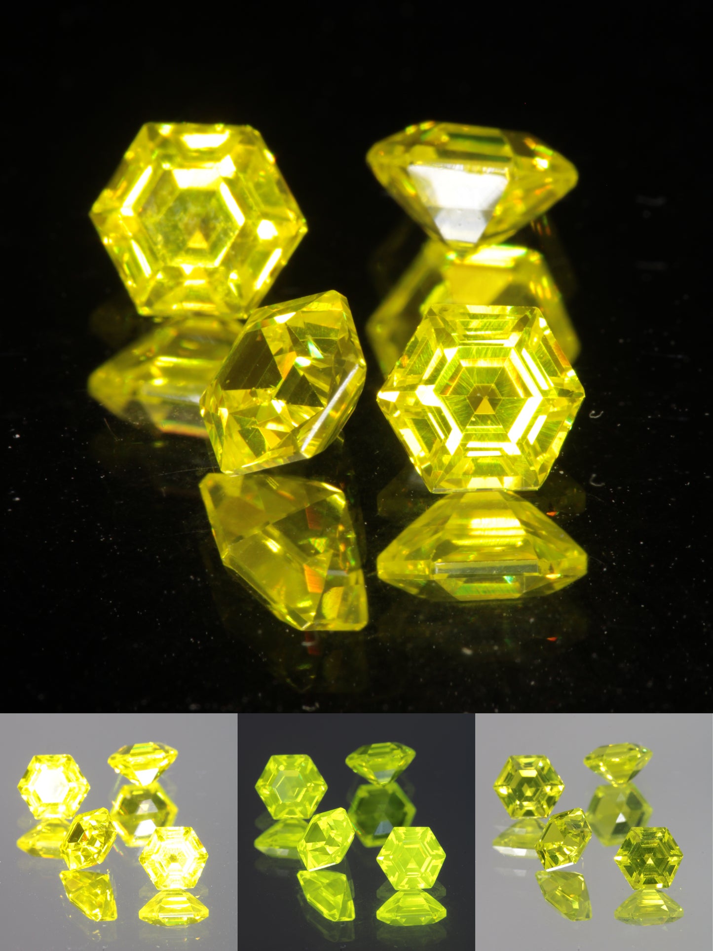 GAGG Lumogarnet Loose Faceted Stones, Dayglow Fluorescence (slight phosphorescence)