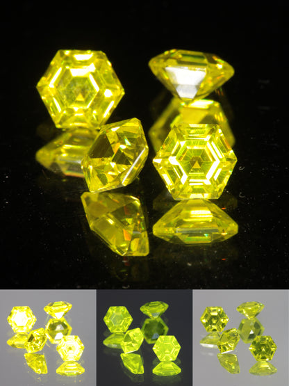 GAGG Lumogarnet Loose Faceted Stones, Dayglow Fluorescence (slight phosphorescence)