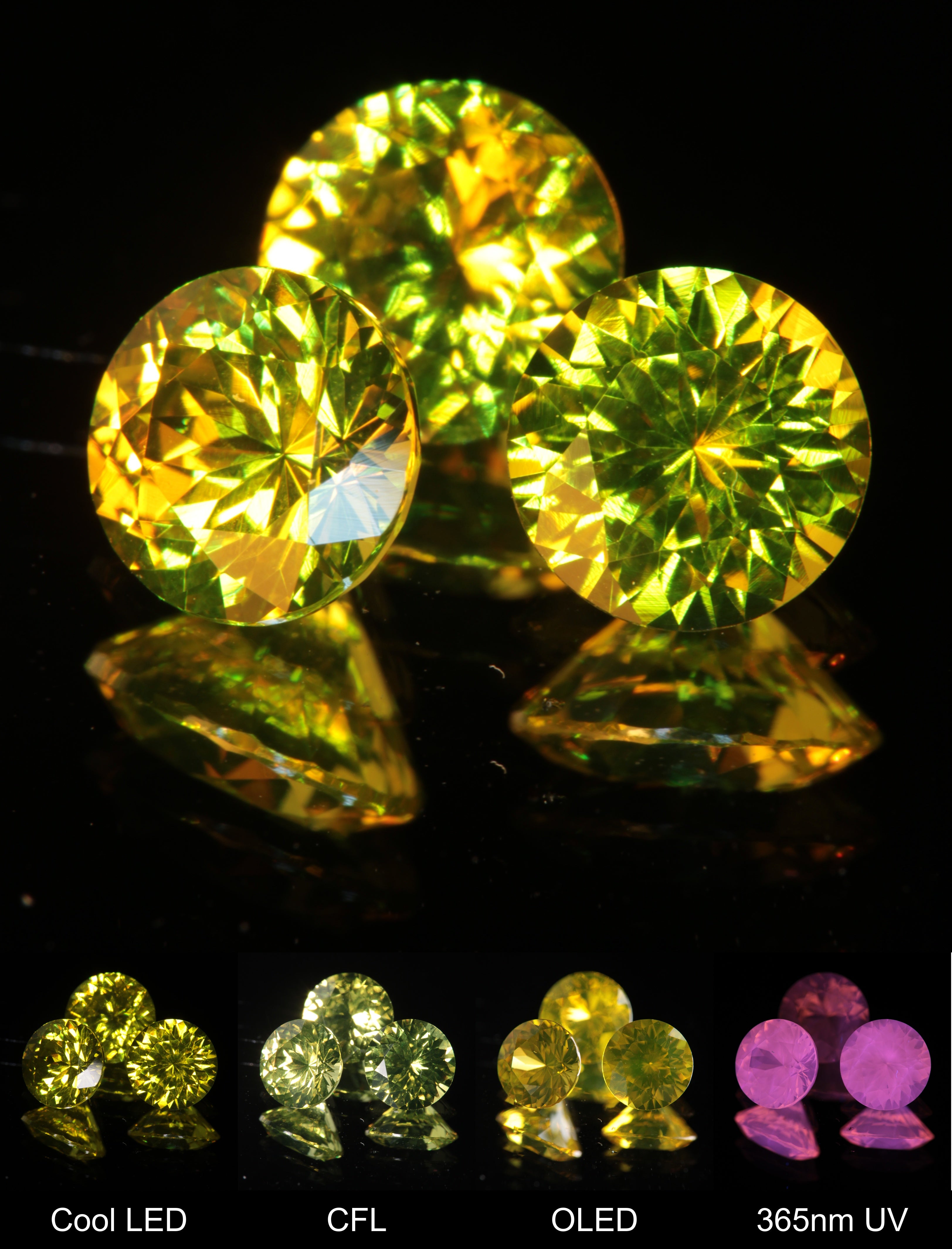 Golden Laser Garnet Faceted Stones, Ce+Nd YAG