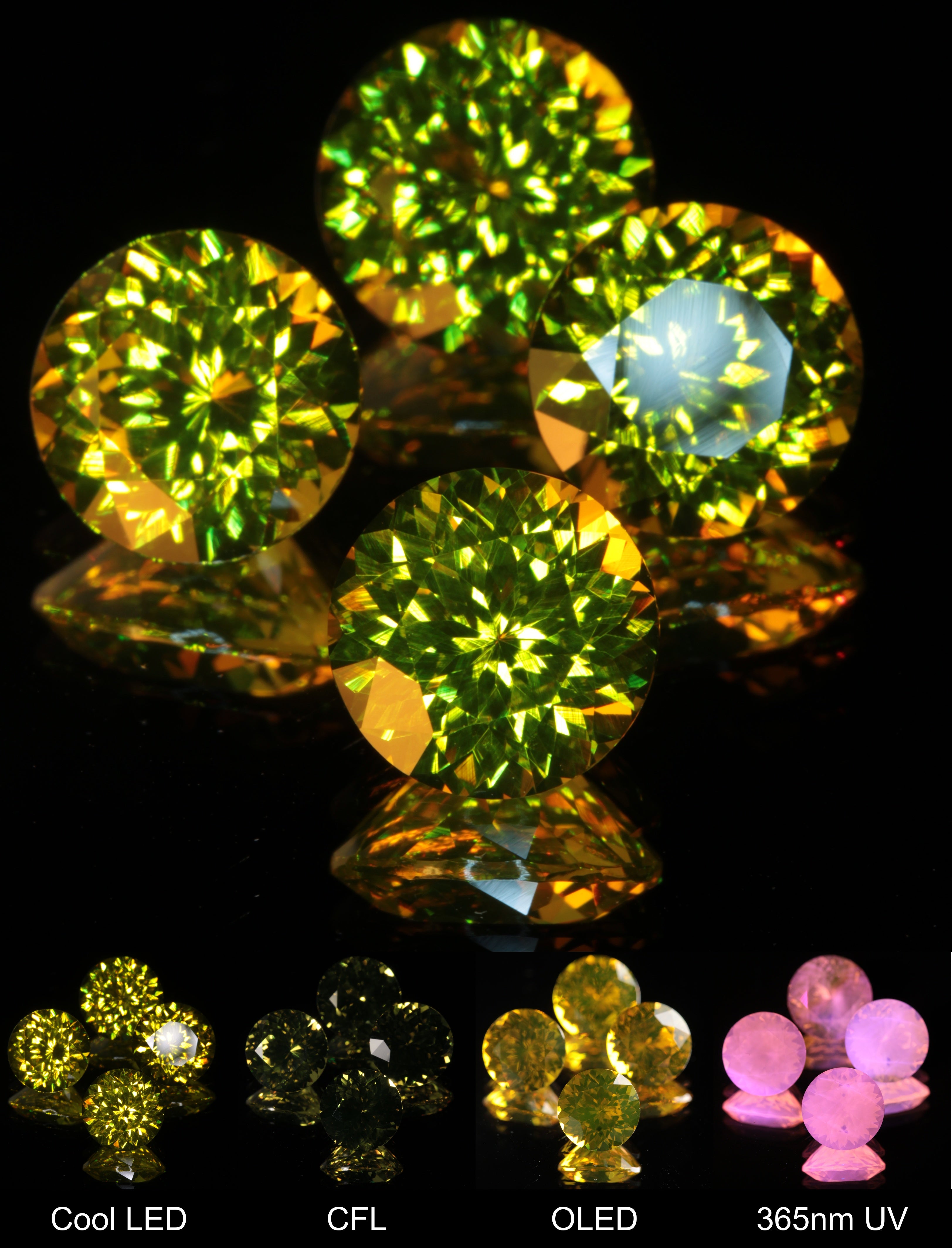 Golden Laser Garnet Faceted Stones, Ce+Nd YAG