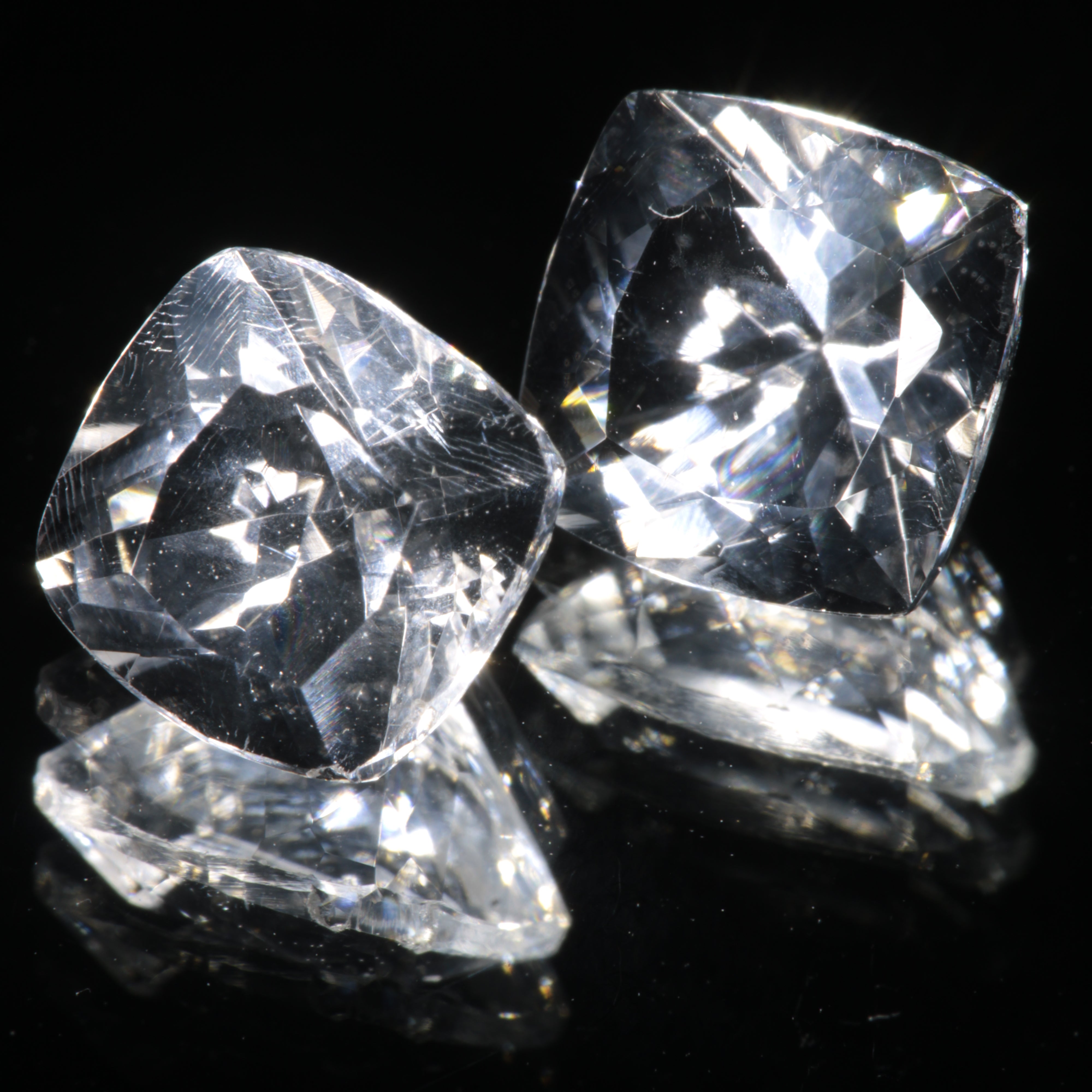 Faceted Optical Fluorite Cushion Gemstone