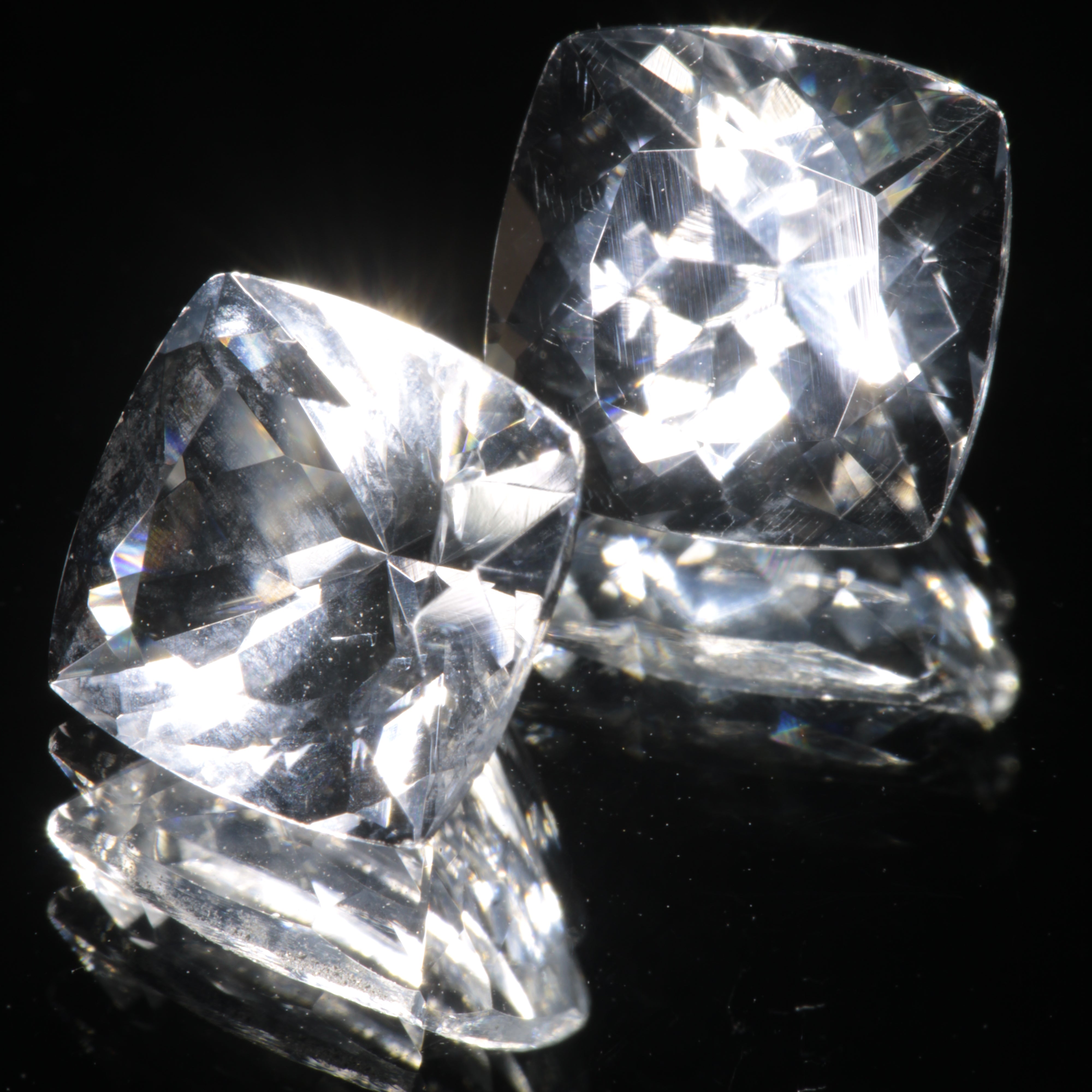 Faceted Optical Fluorite Cushion Gemstone