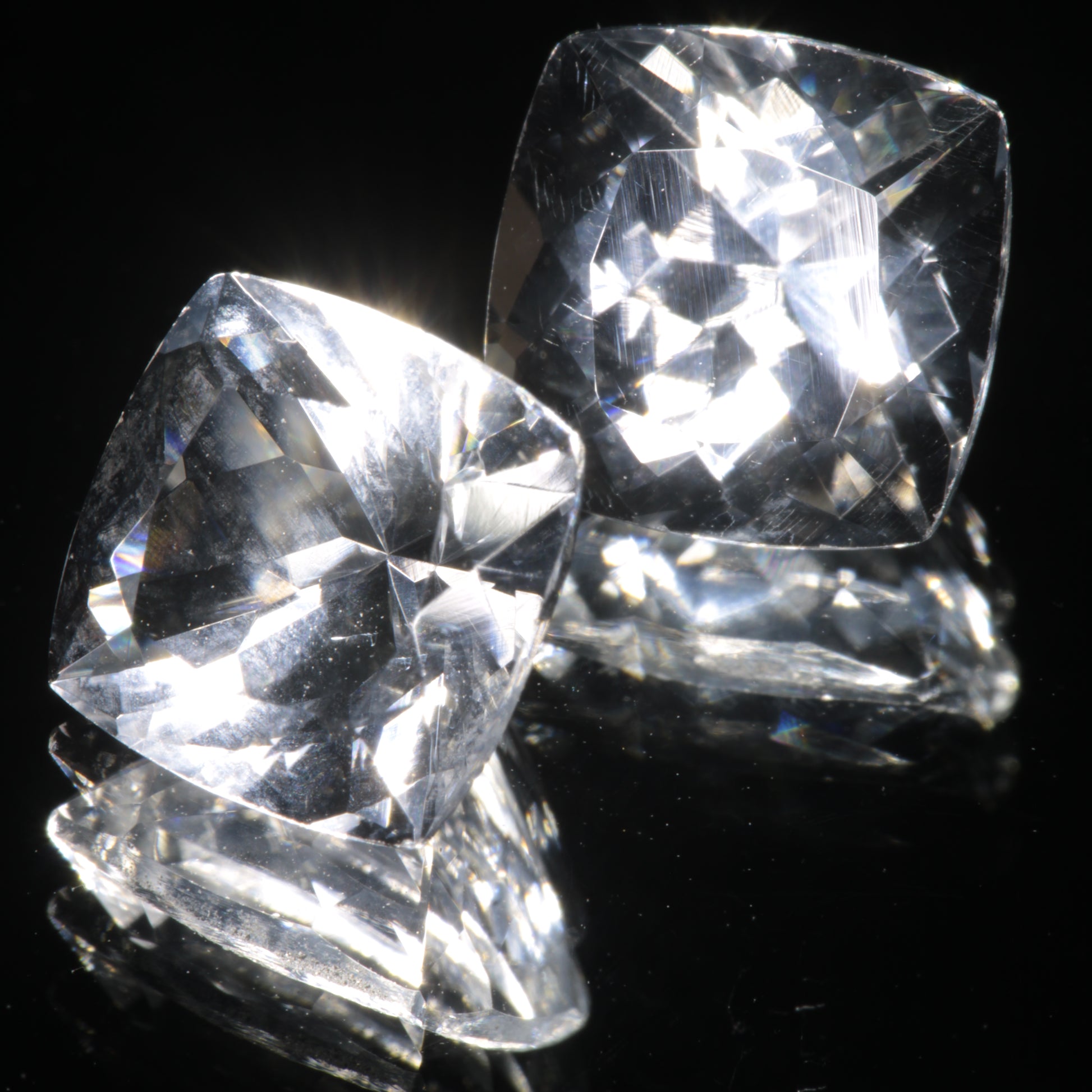 Faceted Optical Fluorite Cushion Gemstone