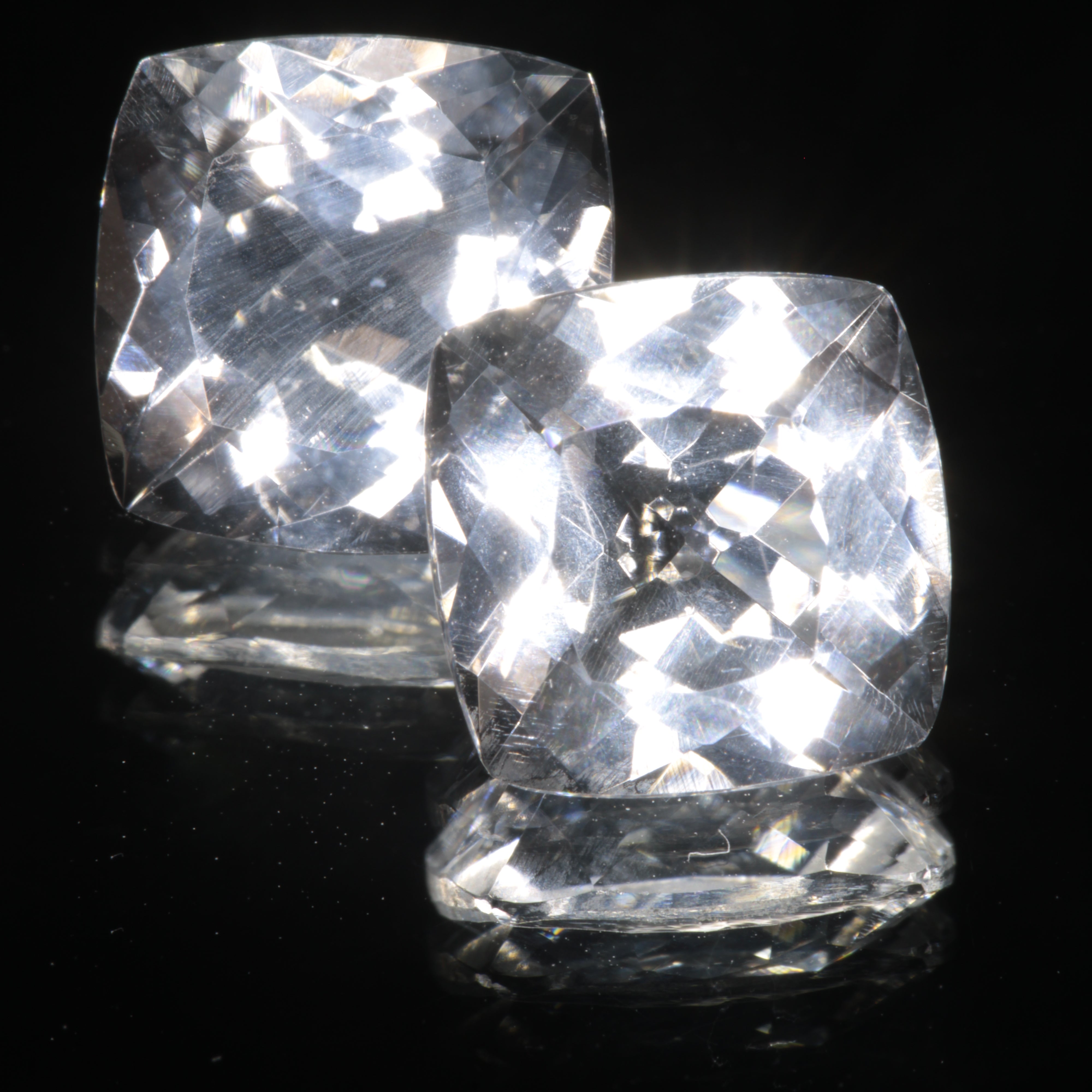 Faceted Optical Fluorite Cushion Gemstone