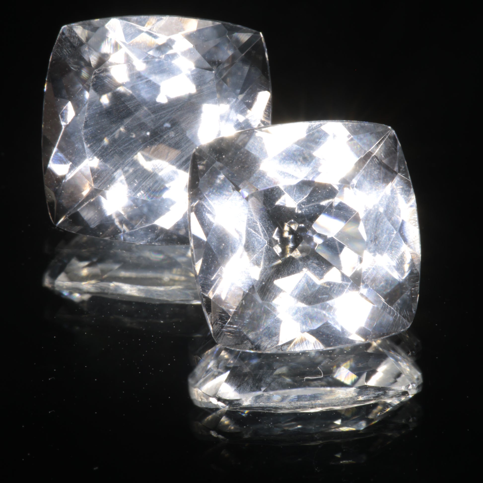 Faceted Optical Fluorite Cushion Gemstone