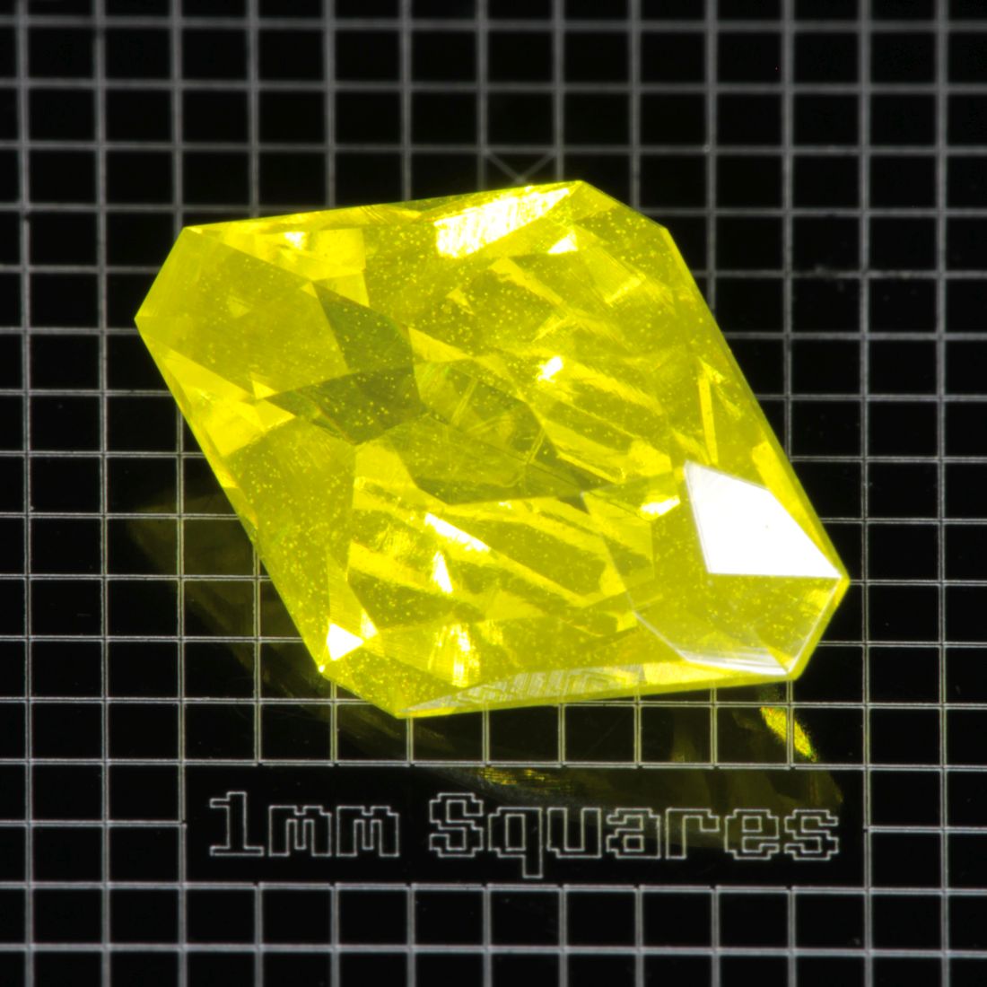 Yellow GAGG garnet Bubbly Checker Diamond gemstone