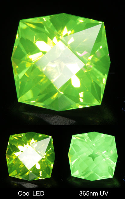 Neon Green Fluorescent LuAG Plus Cushion Gemstone