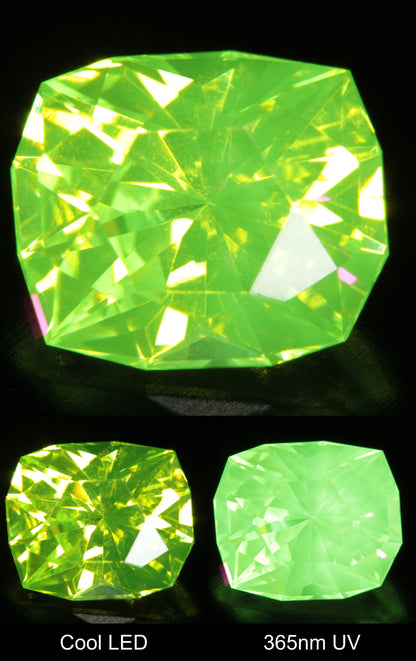Neon Green Fluorescent LuAG Rectangle Cushion Gemstone
