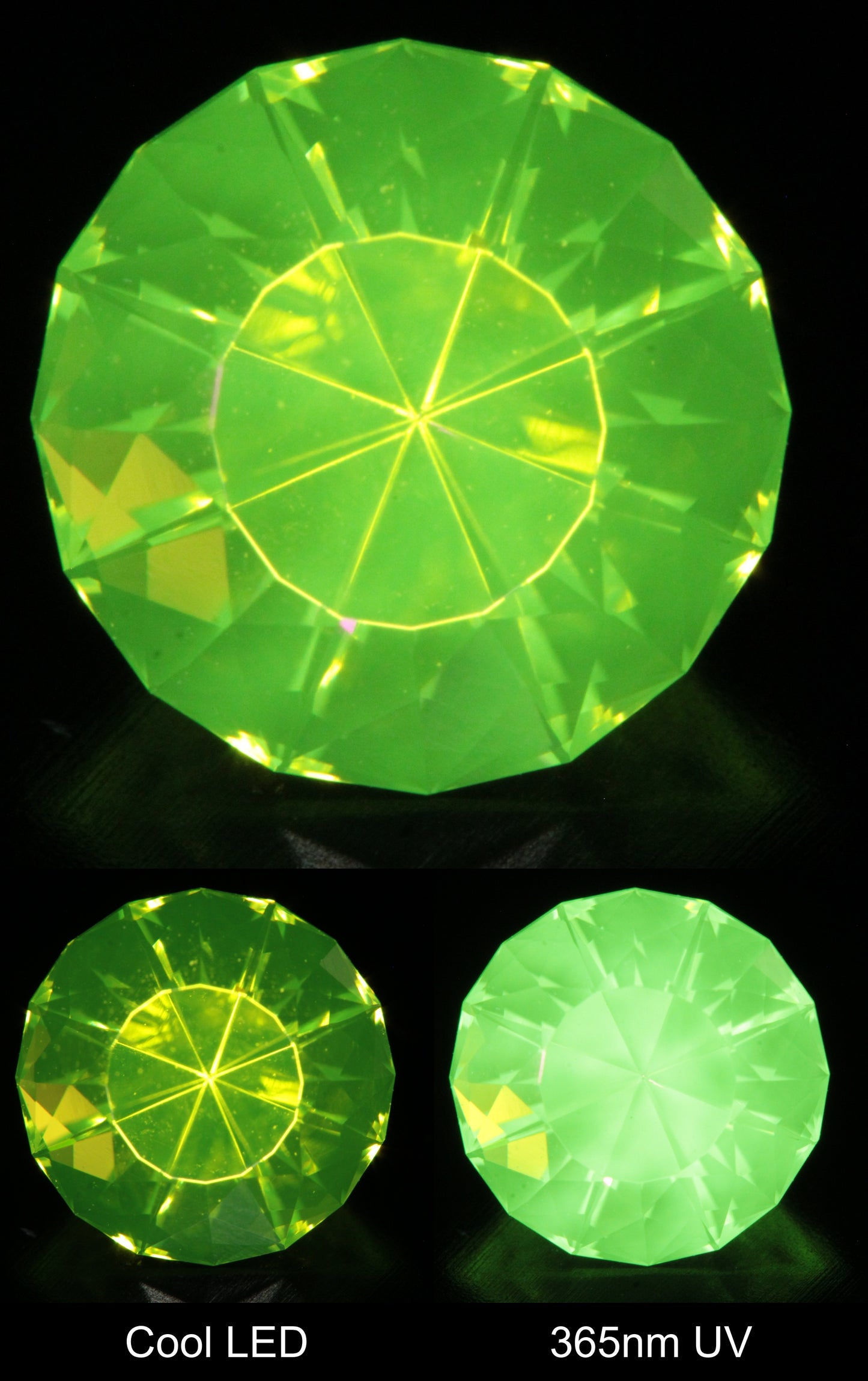 Neon Green Fluorescent LuAG Brilliant Round Gemstone