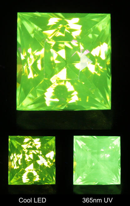 Neon Green Fluorescent LuAG Square Gemstone