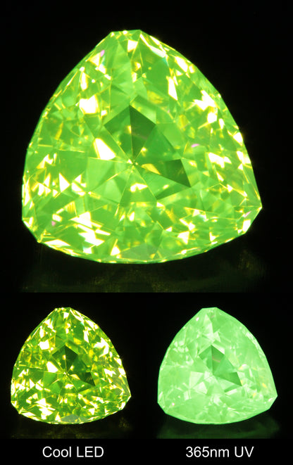 Neon Green Fluorescent LuAG Trillion Gemstone