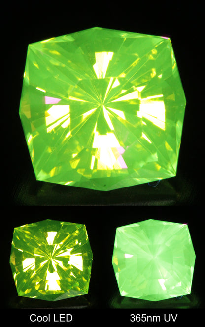 Neon Green Fluorescent LuAG Cushion Gemstone