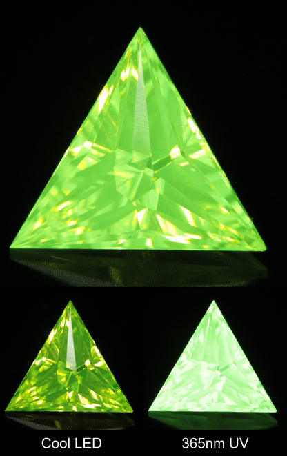 Neon Green Fluorescent LuAG Trillion Gemstone