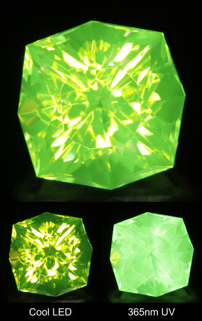 Neon Green Fluorescent LuAG Cushion Gemstone